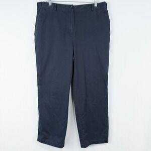 LL Bean Bayside Classic Fit Chino Pant Womens 16P Navy Blue Comfort Waist Cotton